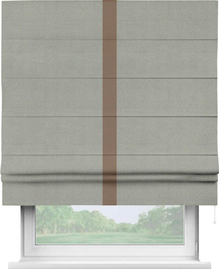 Римская штора «Кортин» с кантом Хайвэй, для проема, ткань блэкаут однотонный серый